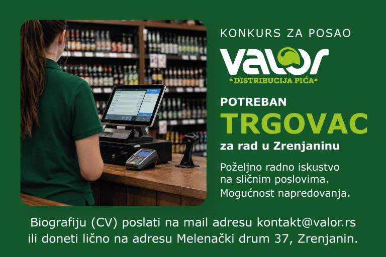 Potreban trgovac za rad u Zrenjaninu